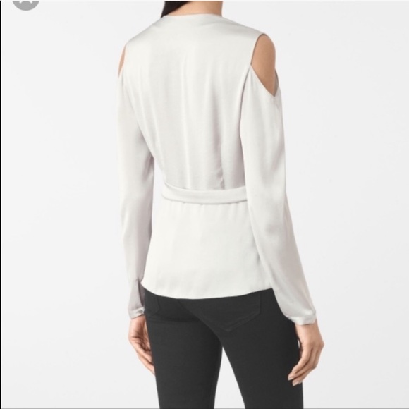🆕All Saints Danio gray satin long sleeves top - Picture 9 of 12